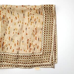 Vtg Glentex Japan MCM Geometric Splatter Scarf Orange Brown Yellow 22.5" Square